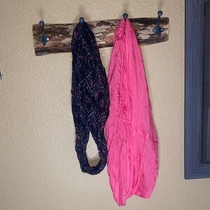 Pink and Black Patterned Scarves
